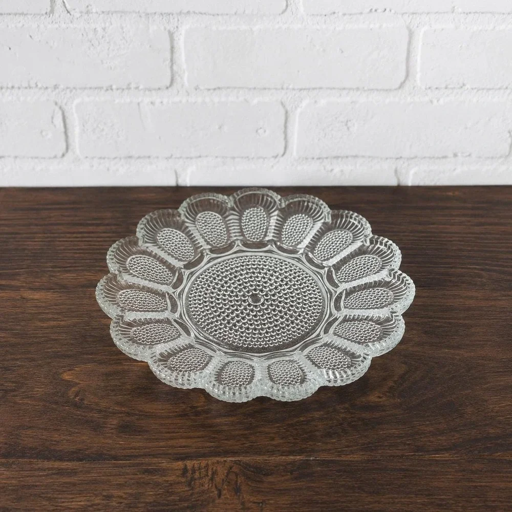Vintage Clear Hobnail Glass Deviled Egg Plate - Indiana Glass - 11